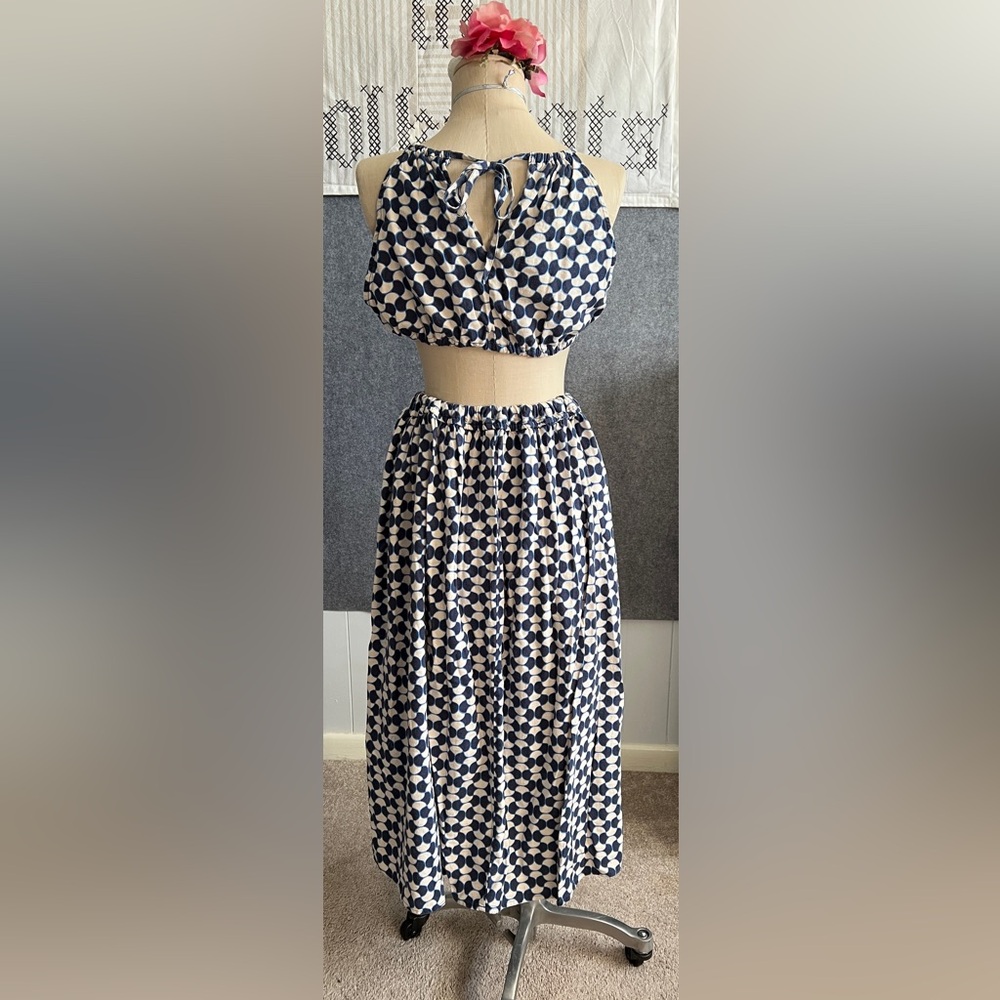 Blue Linen Crop and Skirt Matching Set - Picture 6 of 17